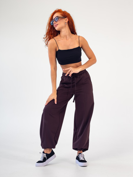 Брюки женские футер с лайкрой "СИЕСТА" ШОКОЛАД